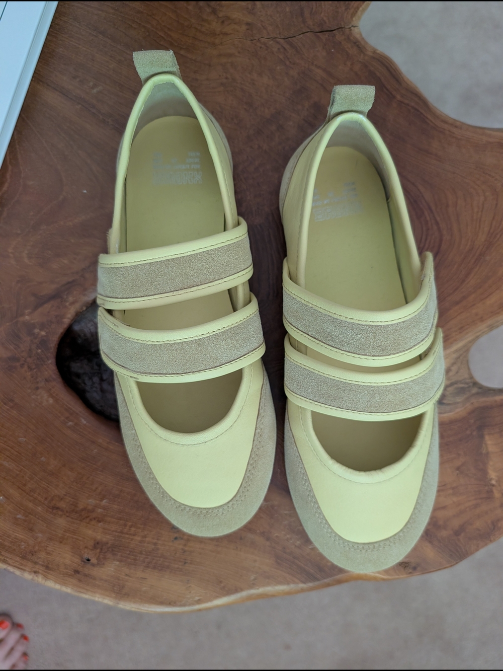 Bronx Pale Yellow Double-Strap Ballet Sneakers NEW. NEVER WORN.